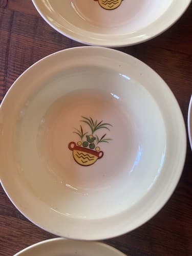 Set Of 6 Bowls Taylor Smith Taylor Swiss Provincial 6” Yellow Antique 1952 - Thumbnail 7