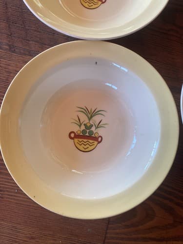 Set Of 6 Bowls Taylor Smith Taylor Swiss Provincial 6” Yellow Antique 1952 - Thumbnail 2