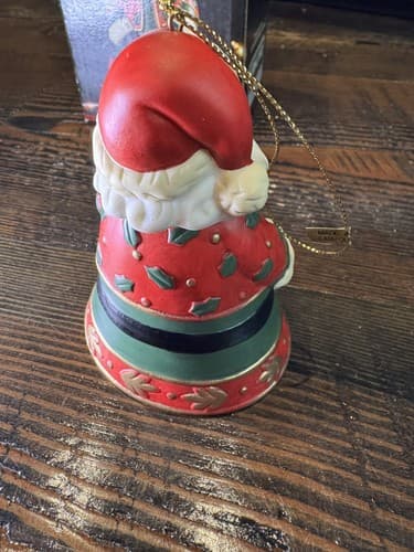 Porcelain Bell Ornament Santa Dangling Legs Original Box Christmas Holiday - Thumbnail 10