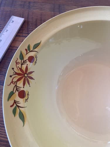 Serving BowlTaylor Smith Taylor Swiss Provincial 8 3/4” Yellow Antique 1952 - Thumbnail 7