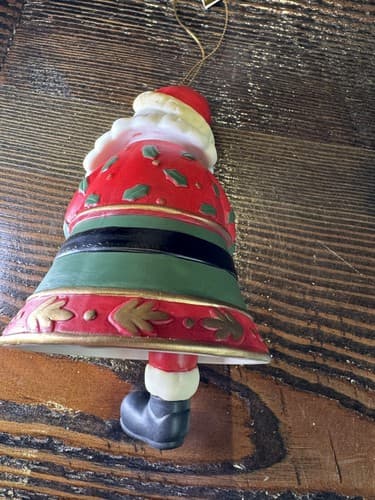 Porcelain Bell Ornament Santa Dangling Legs Original Box Christmas Holiday - Thumbnail 6