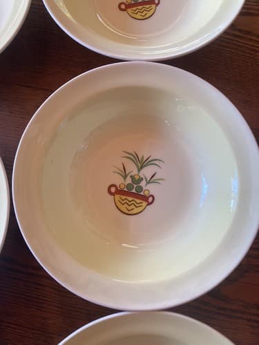 Set Of 6 Bowls Taylor Smith Taylor Swiss Provincial 6” Yellow Antique 1952 - Thumbnail 6