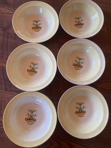 Set Of 6 Bowls Taylor Smith Taylor Swiss Provincial 6” Yellow Antique 1952