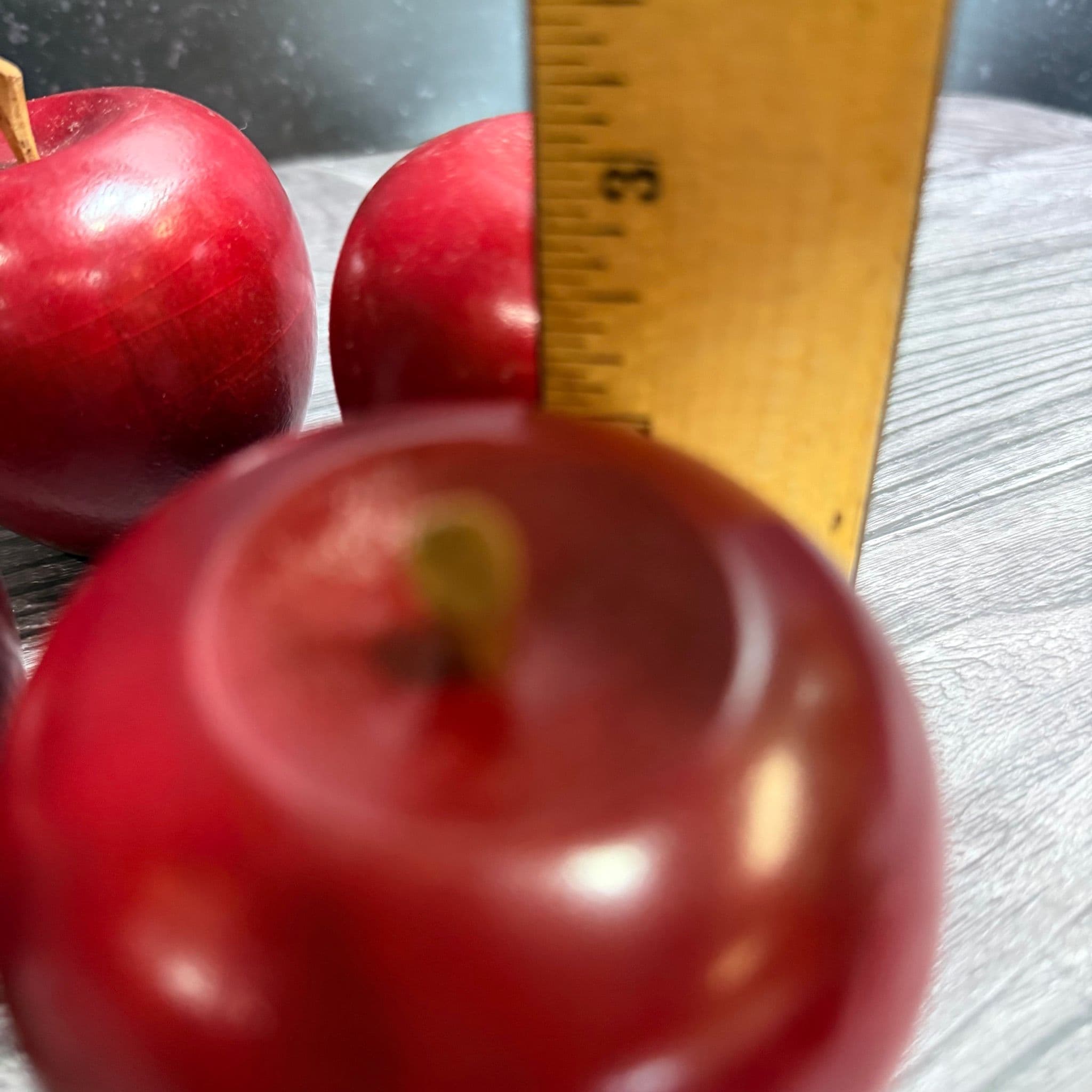Set of 4 Vintage Hand Carved Red Wooden Decorative Apples 3" - Thumbnail 4