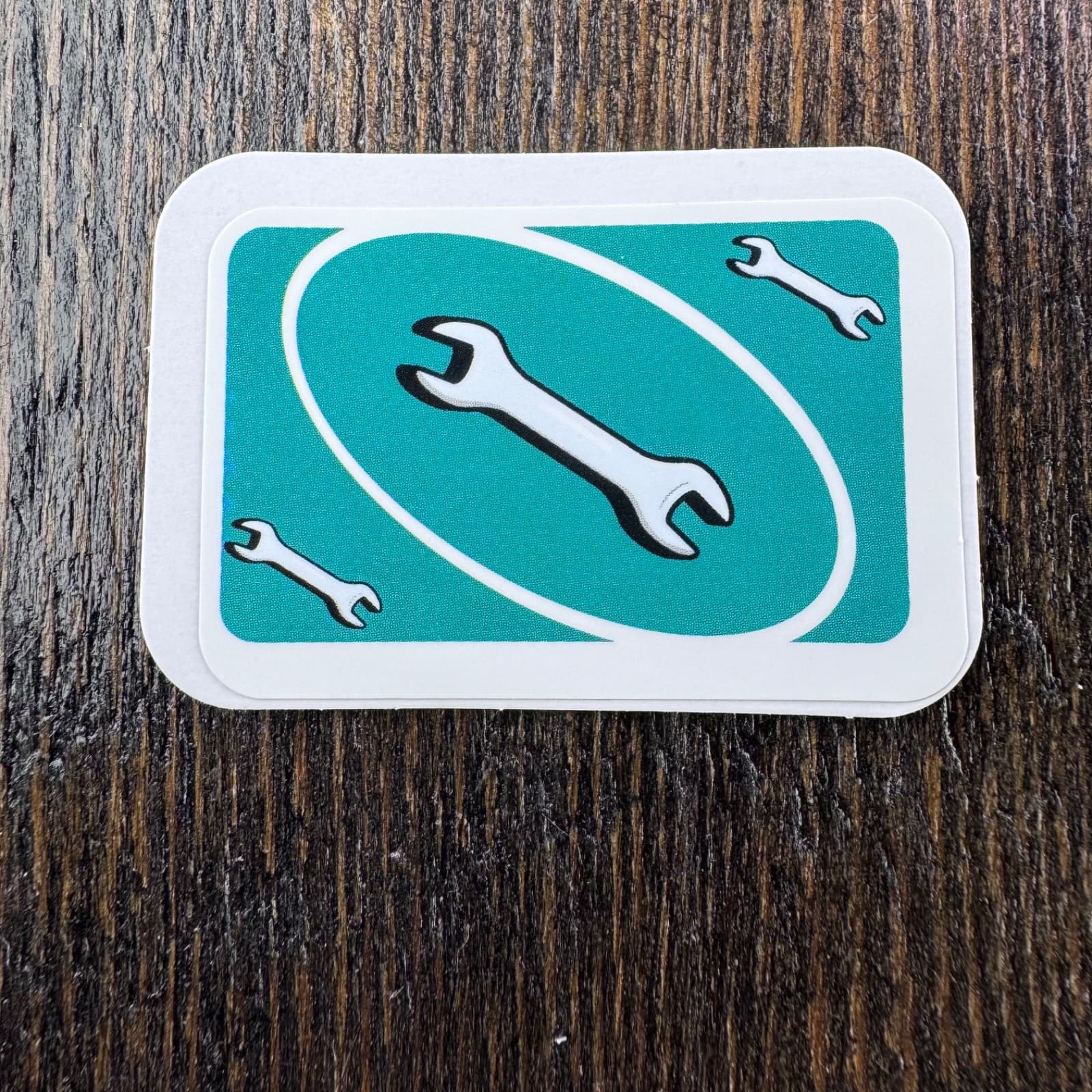 UNO Card Wrench Sticker - Water Bottle Phone Laptop Skateboard Hard Hat