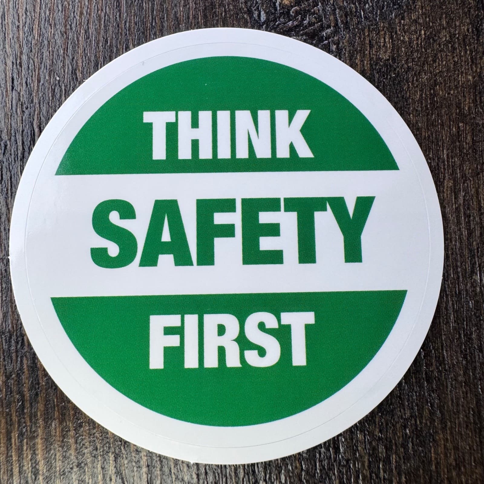 Think Safety First Sticker - Water Bottle Phone Laptop Skateboard Hard Hat Box