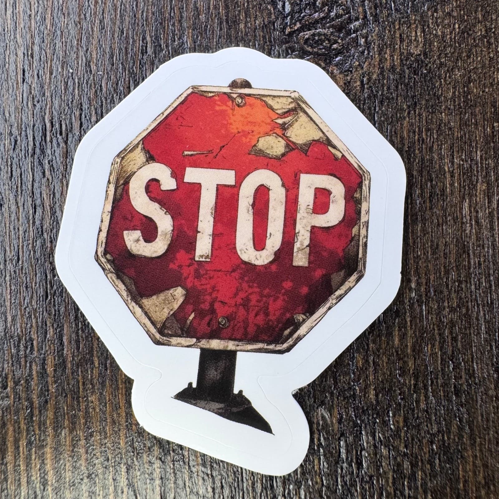 Stop Road Sign Sticker - Water Bottle Phone Laptop Skateboard Hard Hat Lunch Box