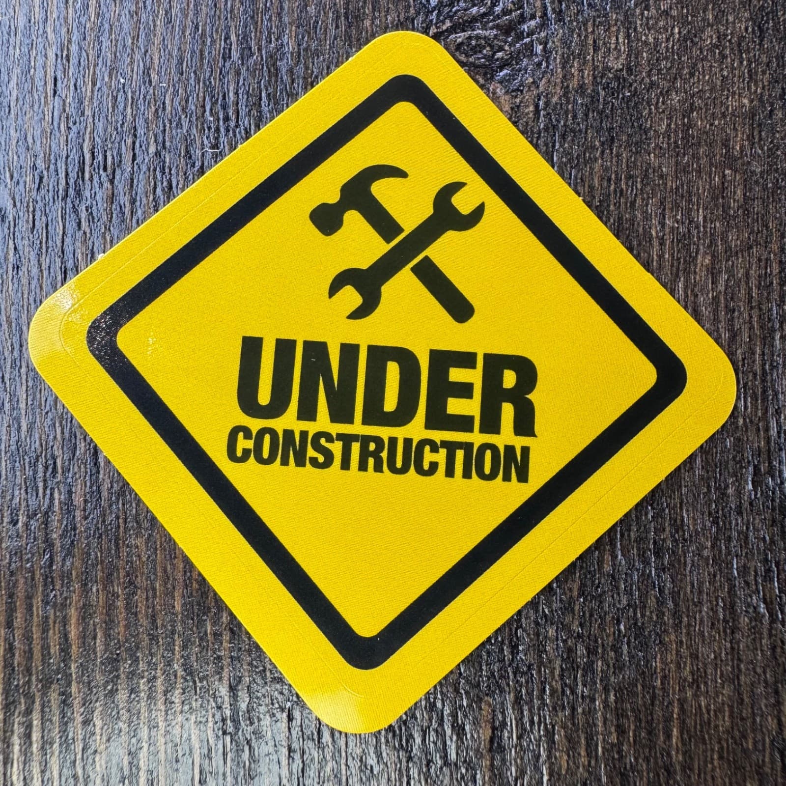 Under Construction Sticker - Water Bottle Phone Laptop Skateboard Hard Hat