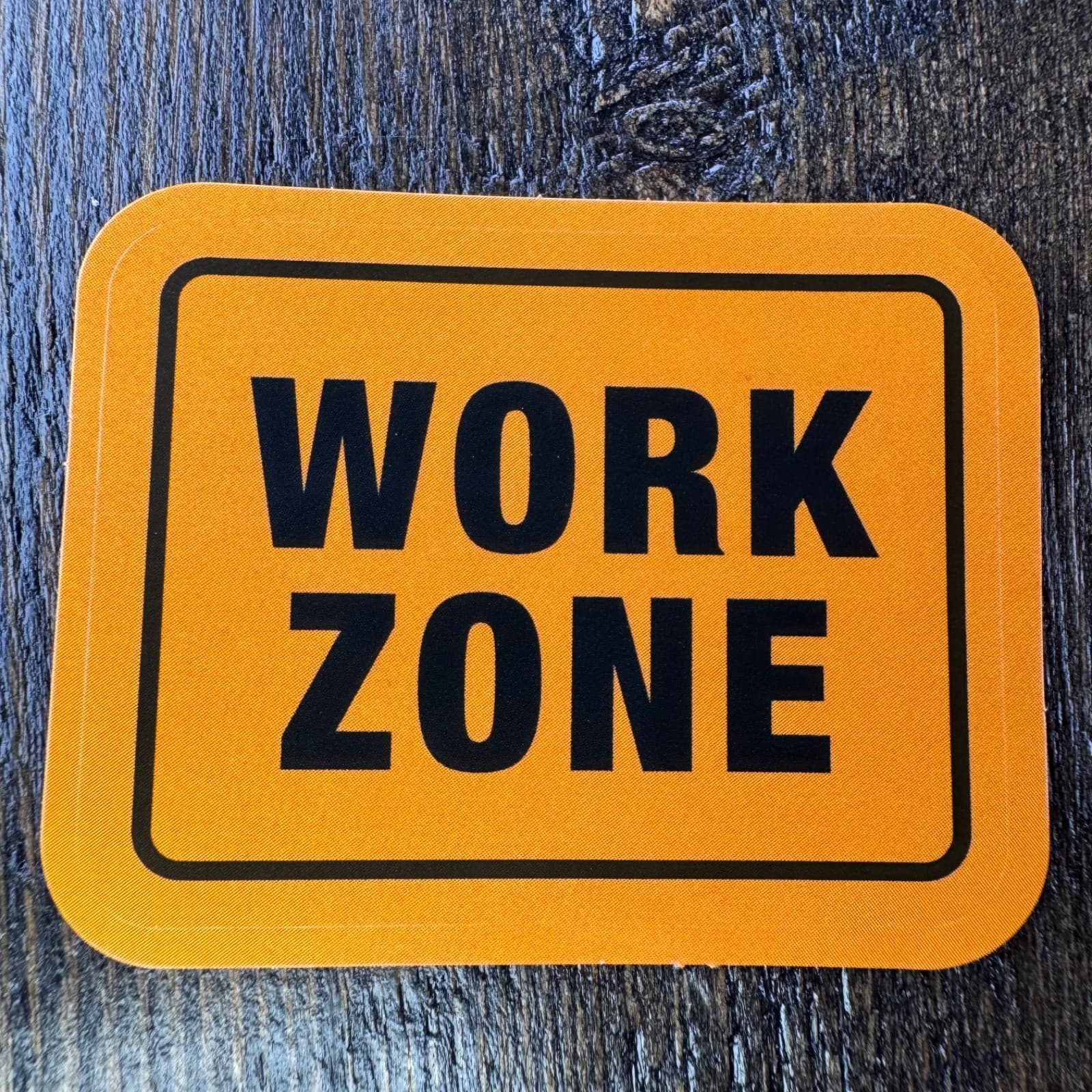 Work Zone Sign Sticker - Water Bottle Phone Laptop Skateboard Hard Hat Lunch Box