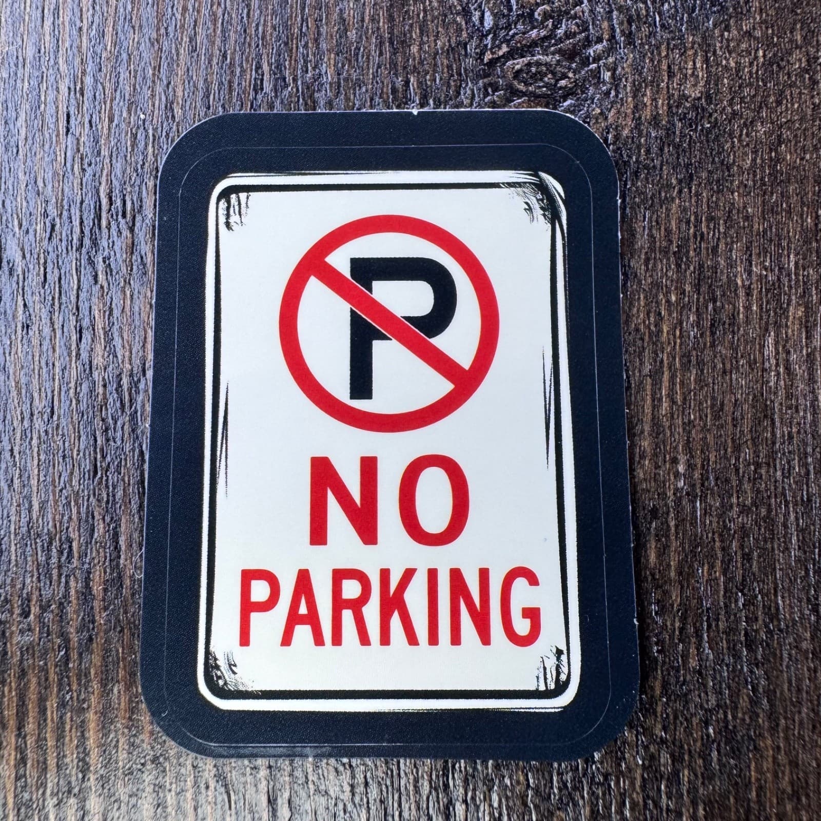 No Parking Road Sign Sticker - Water Bottle Phone Laptop Skateboard Hard Hat