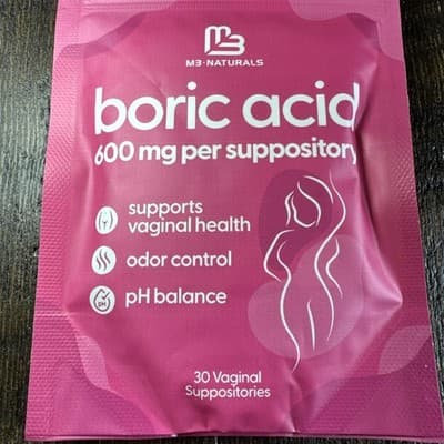 M3 Naturals - Boric Acid 30 Vaginal Suppositories for Women pH balance - Odor - Thumbnail 2