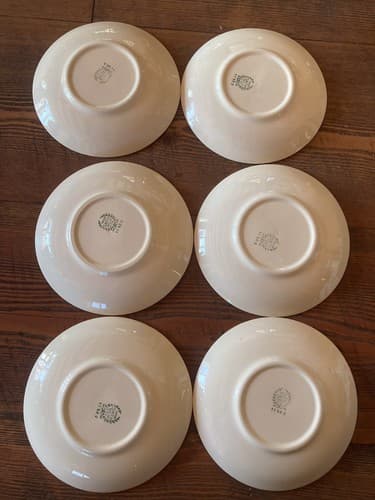 6 Teacup Saucers Taylor Smith Taylor Swiss Provincial 6” Yellow Antique 1952 - Thumbnail 10