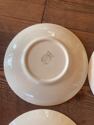 6 Teacup Saucers Taylor Smith Taylor Swiss Provincial 6” Yellow Antique 1952 - Thumbnail 15
