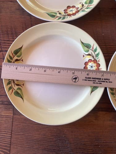 6 Plate Taylor Smith Taylor Swiss Provincial 7 1/4” Yellow Antique 1952 Plates - Thumbnail 9