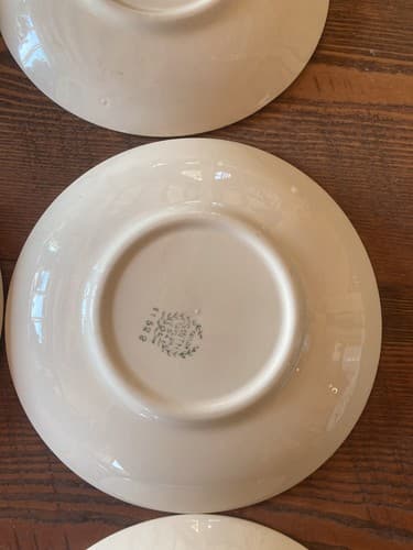 6 Teacup Saucers Taylor Smith Taylor Swiss Provincial 6” Yellow Antique 1952 - Thumbnail 14