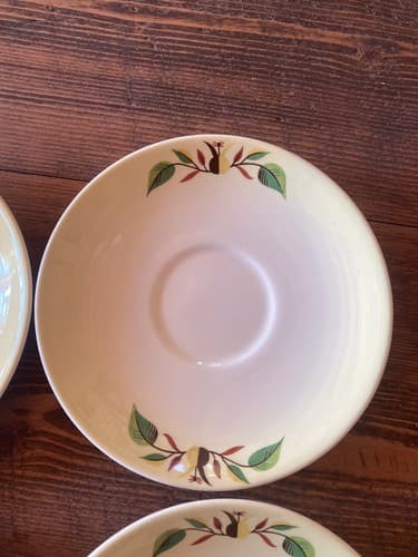 6 Teacup Saucers Taylor Smith Taylor Swiss Provincial 6” Yellow Antique 1952 - Thumbnail 7