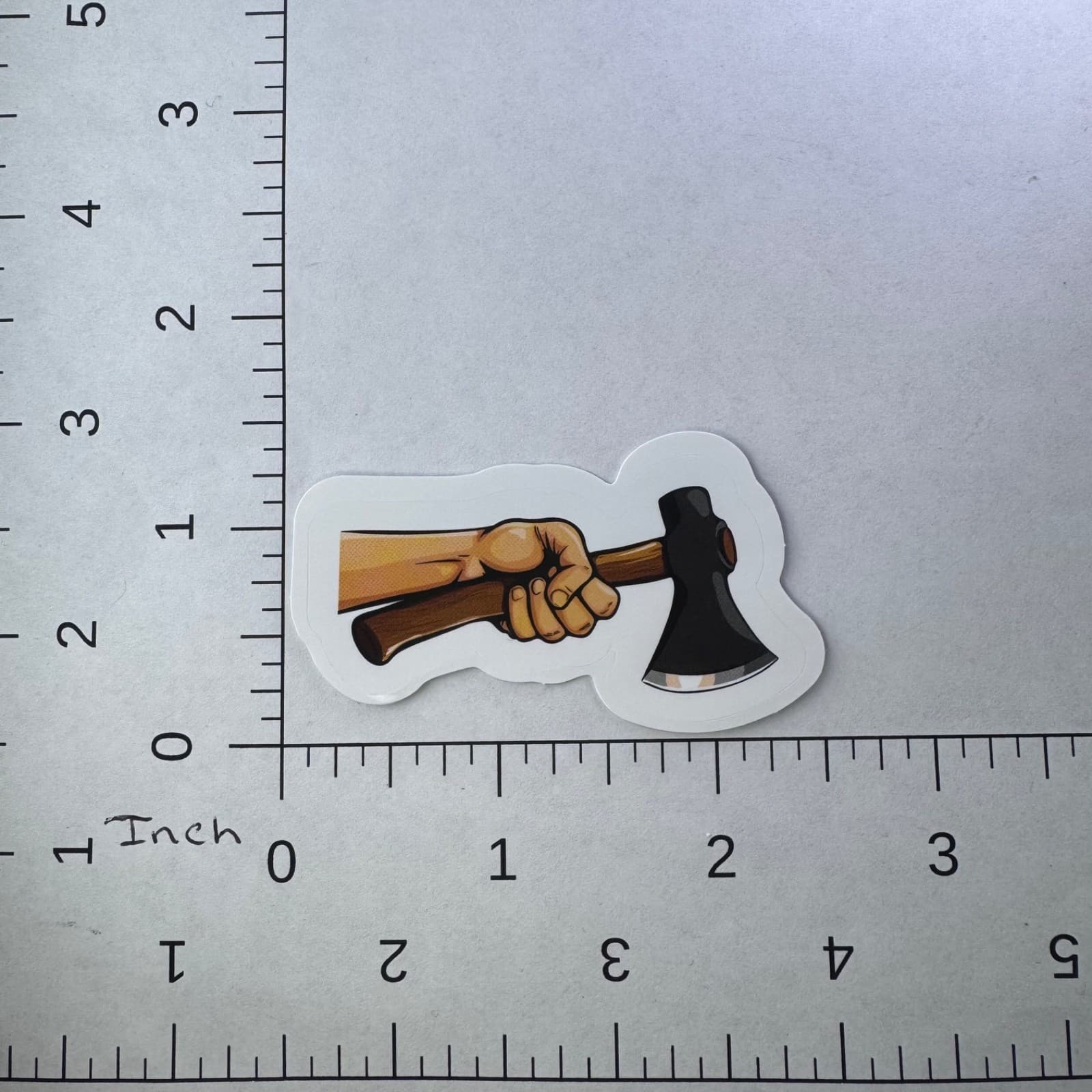 Hand with Axe Sticker - Water Bottle Phone Laptop Skateboard Hard Hat Lunch Box - Thumbnail 2