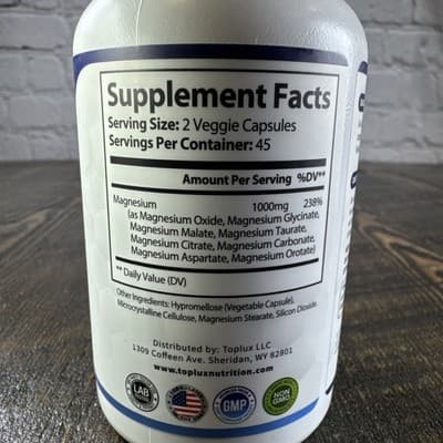 TopLux Magnesium Complex - Bone & Muscle - Overall Wellness - Regular Digestive - Thumbnail 3