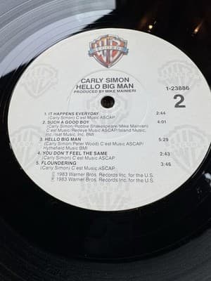 Carly Simon ‎2 Vinyl Records, No Secrets, 1974 / Hello Big Man, 1983 - Thumbnail 13