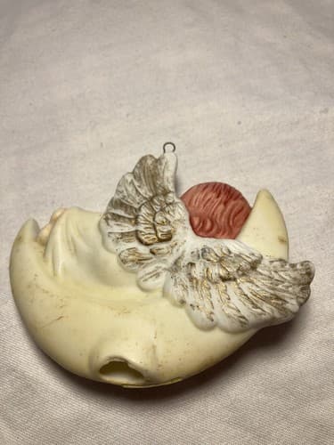 VTG Angel on the Moon Christmas Tree Holiday Ornament Ceramic Porcelain Set Of 3 - Thumbnail 8