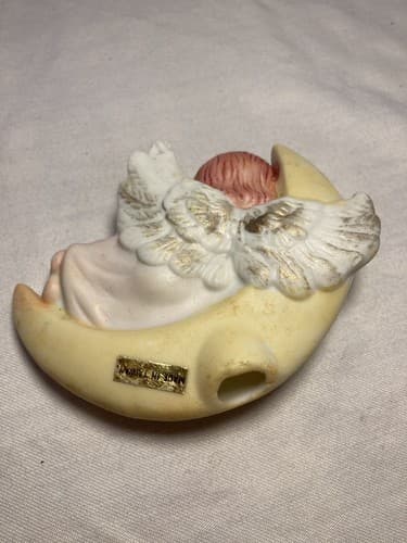 VTG Angel on the Moon Christmas Tree Holiday Ornament Ceramic Porcelain Set Of 3 - Thumbnail 6