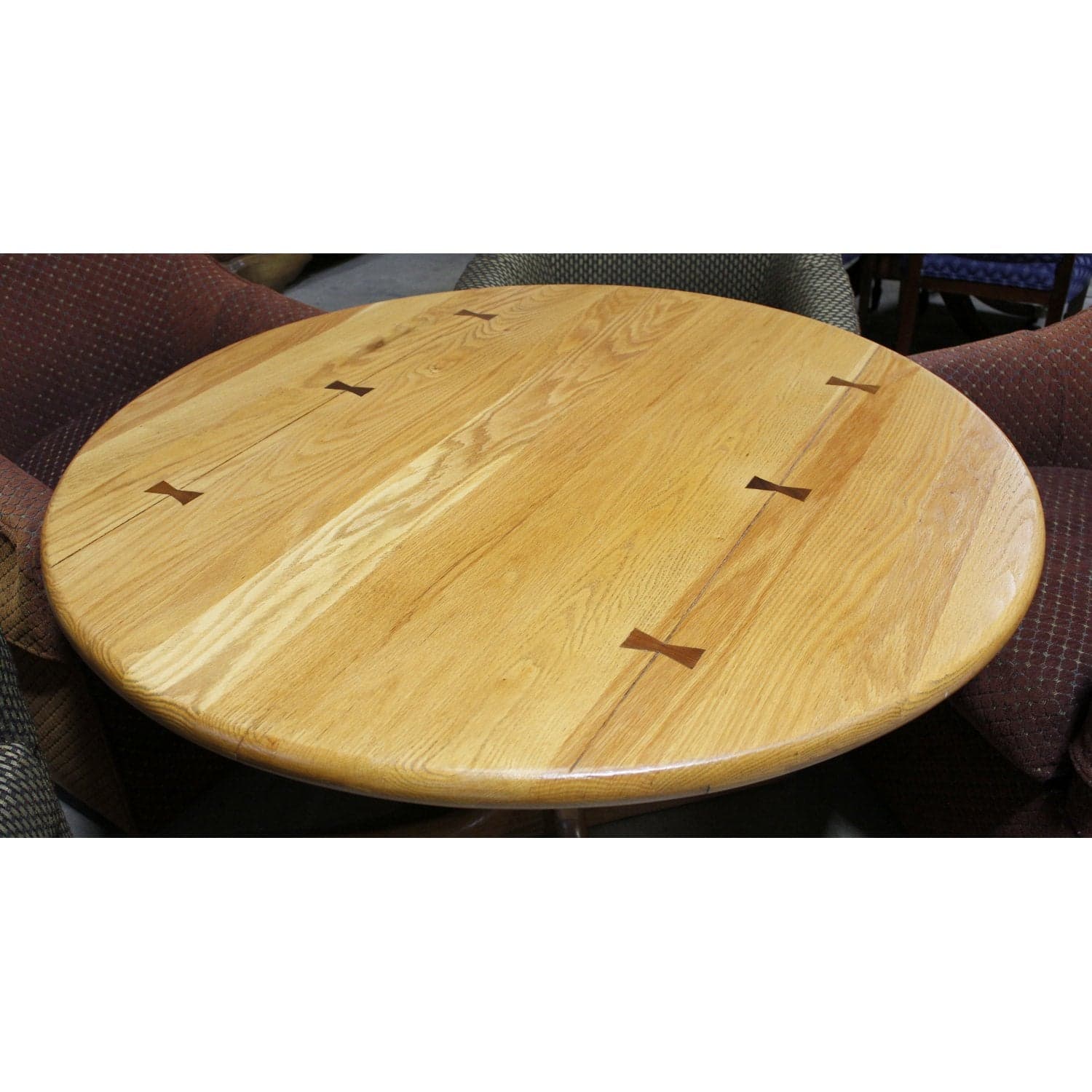 Oak Dinette Set w/4 Upholstered Barrel Chairs - Thumbnail 3
