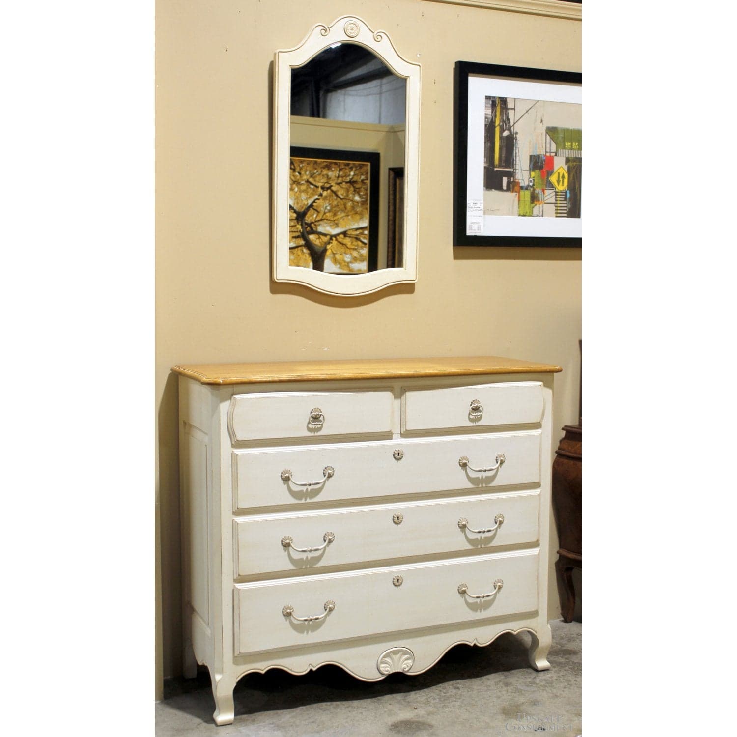 Ethan Allen French Country Chest of Drawers w/Mirror - Two-Tone - Thumbnail 3