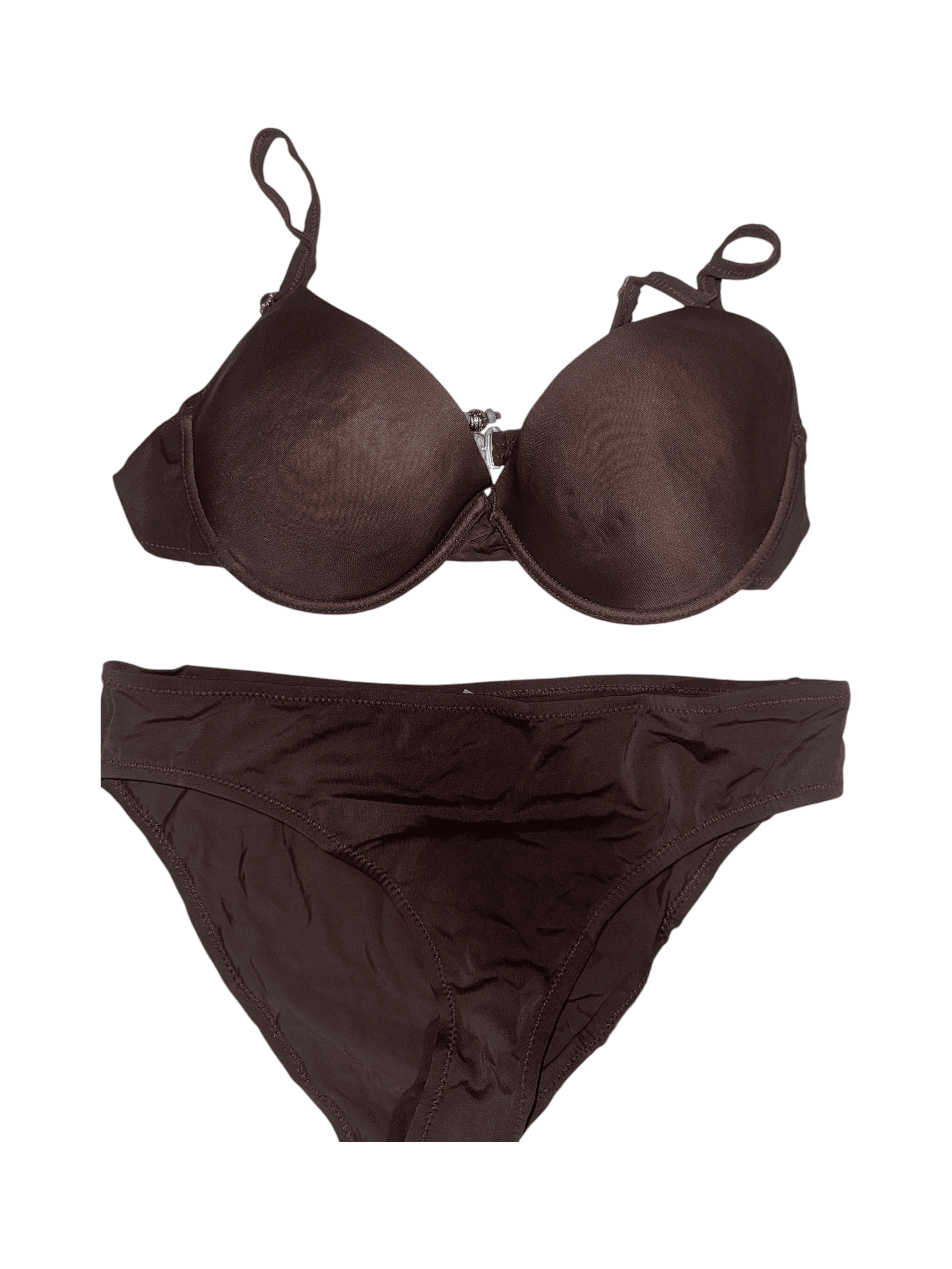 Brown Bikini Set with Beaded Detail - Thumbnail 2