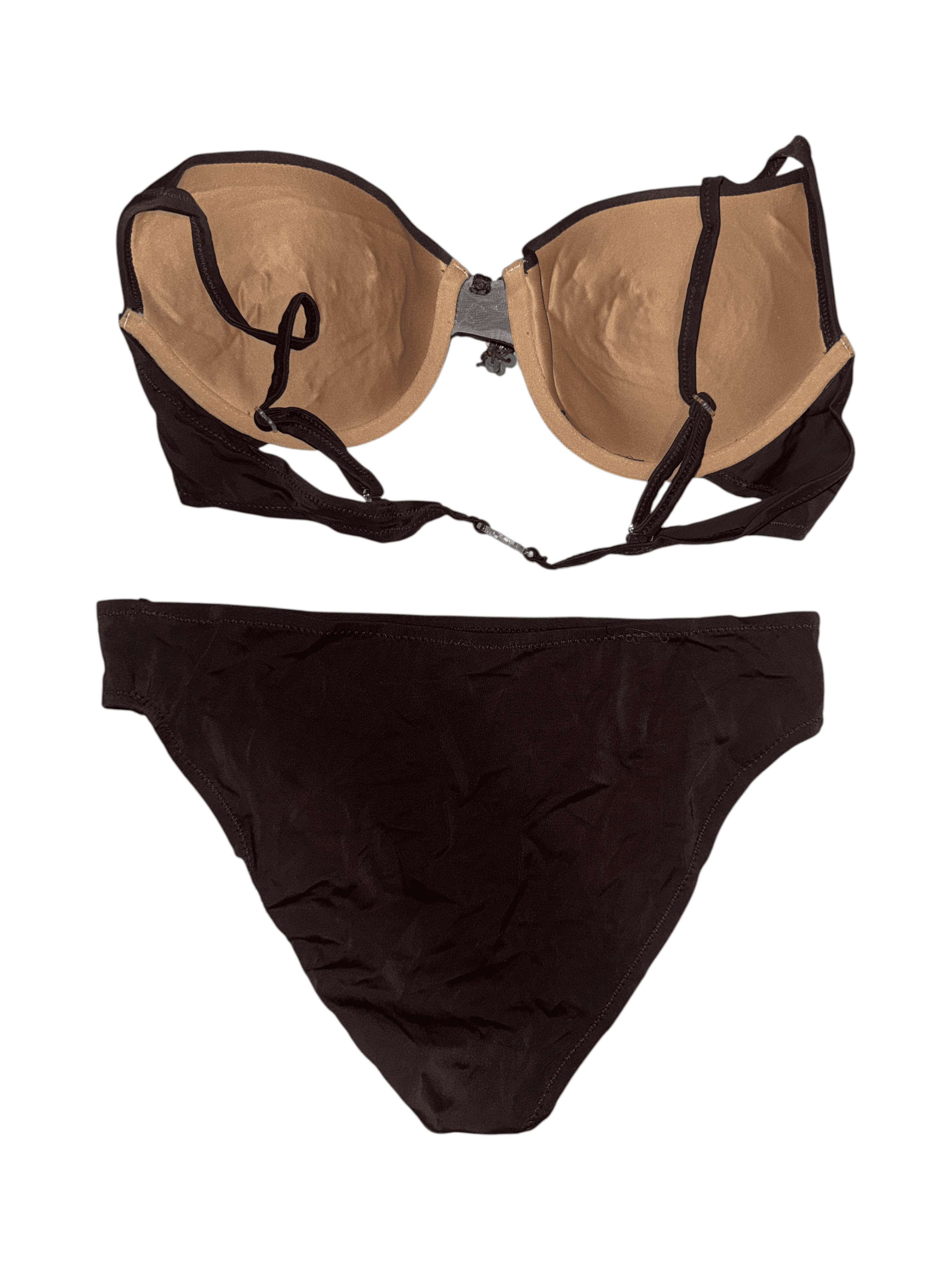 Brown Bikini Set with Beaded Detail - Thumbnail 3