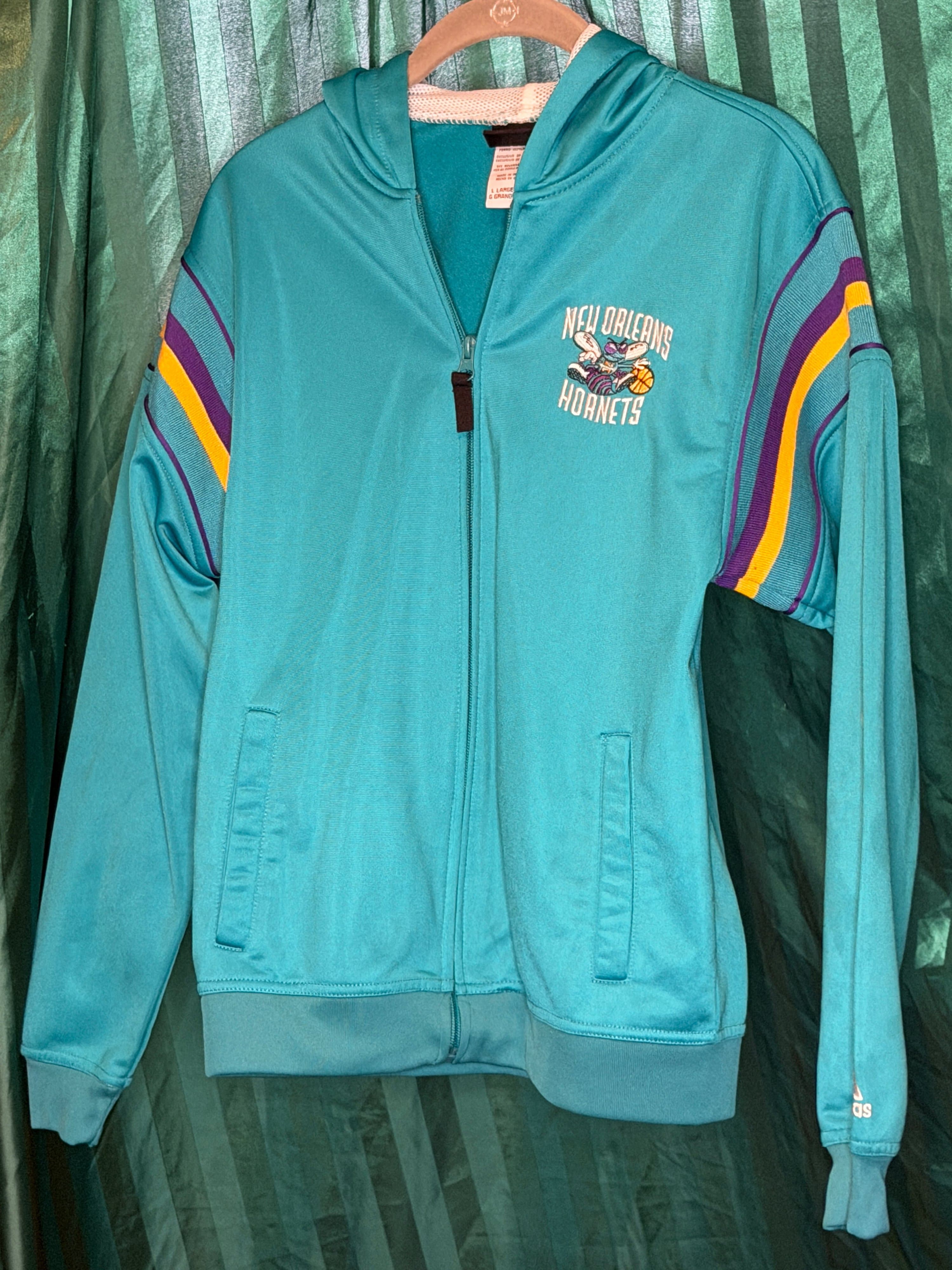 VINTAGE Adidas New Orleans Hornets Hoodie KIDS Large - Thumbnail 6