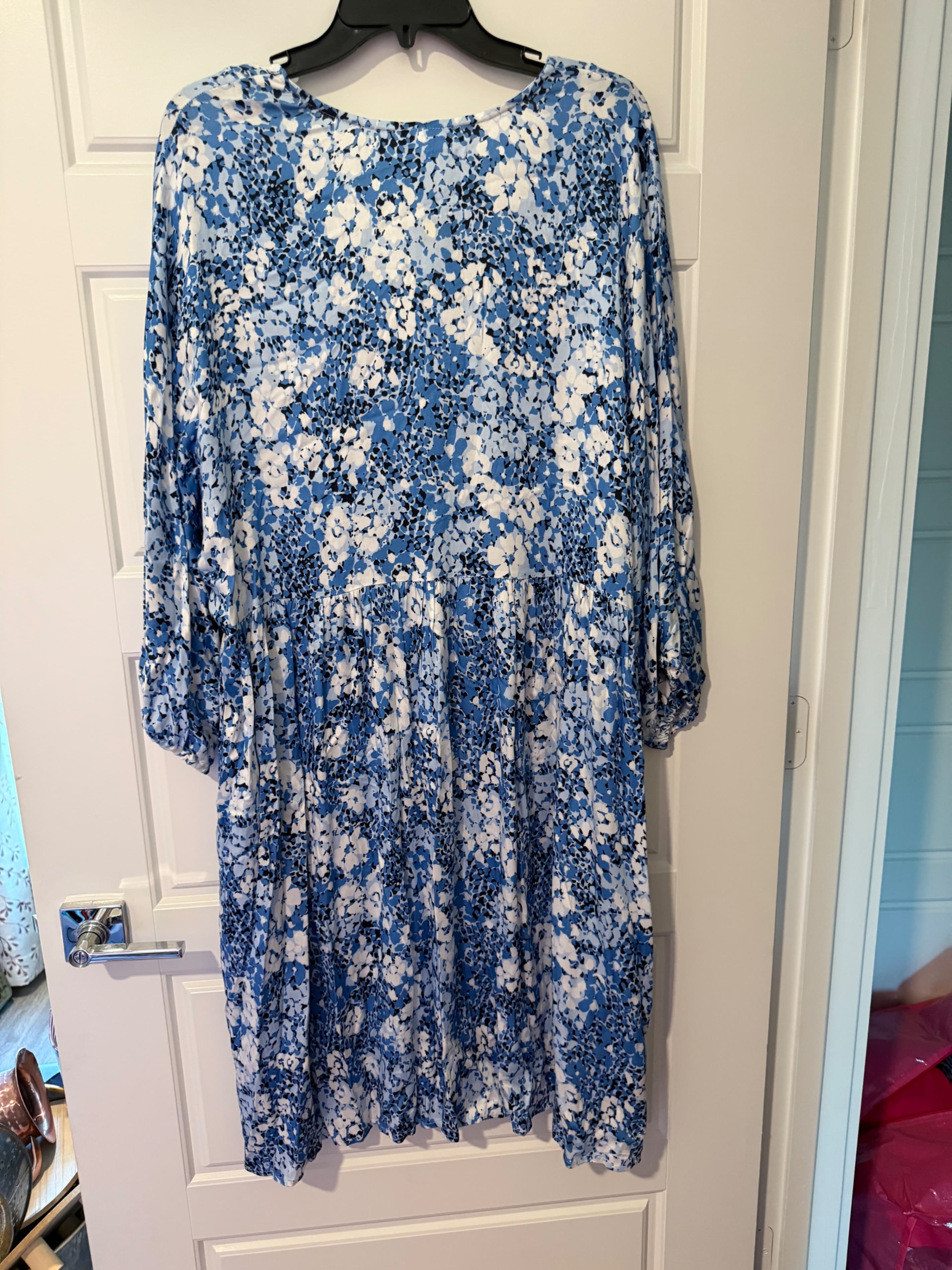 Tribal Jeans Floral Dress 1X Blue White - Thumbnail 2