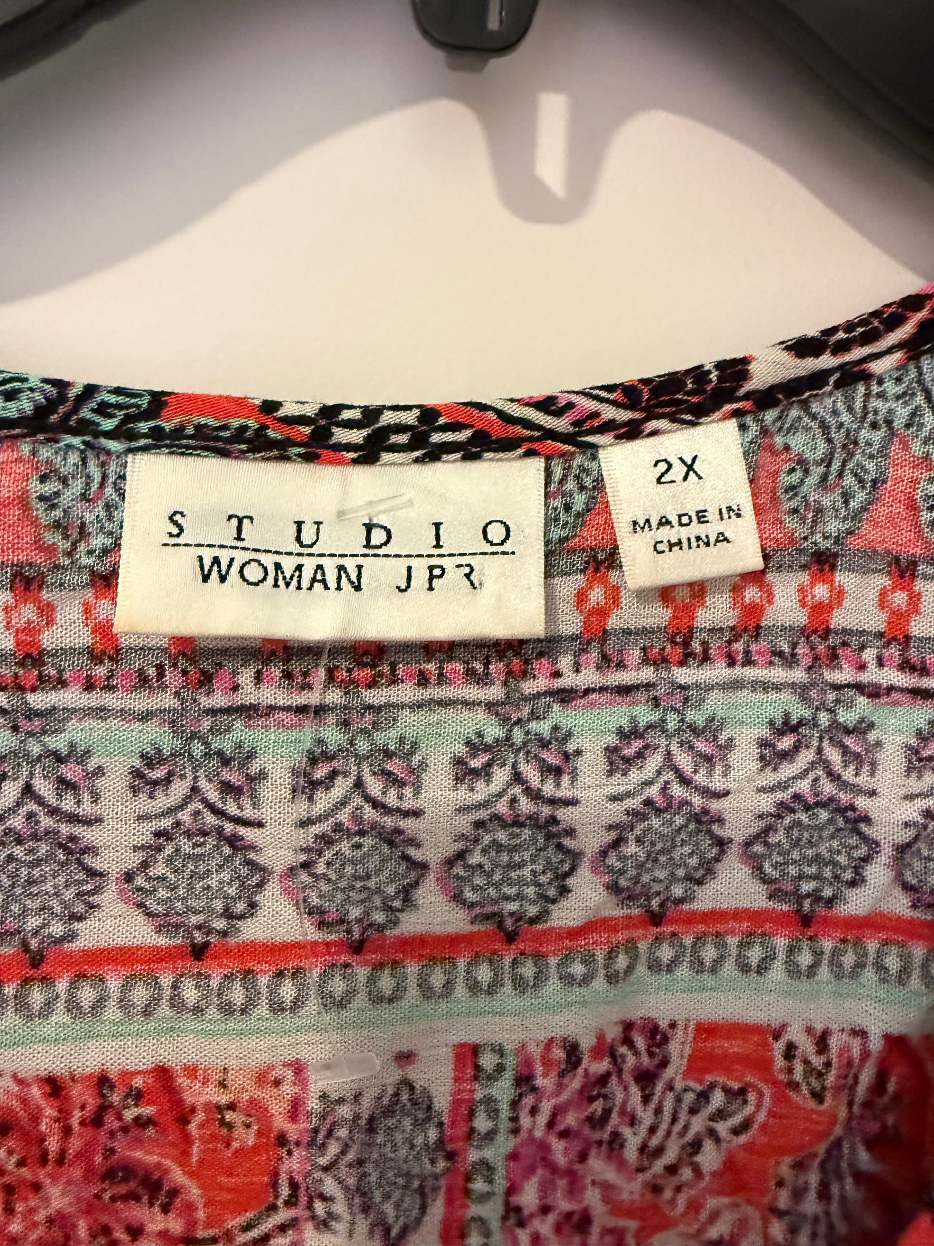Studio Woman JPR Boho Floral Tunic Top 2X - Thumbnail 3