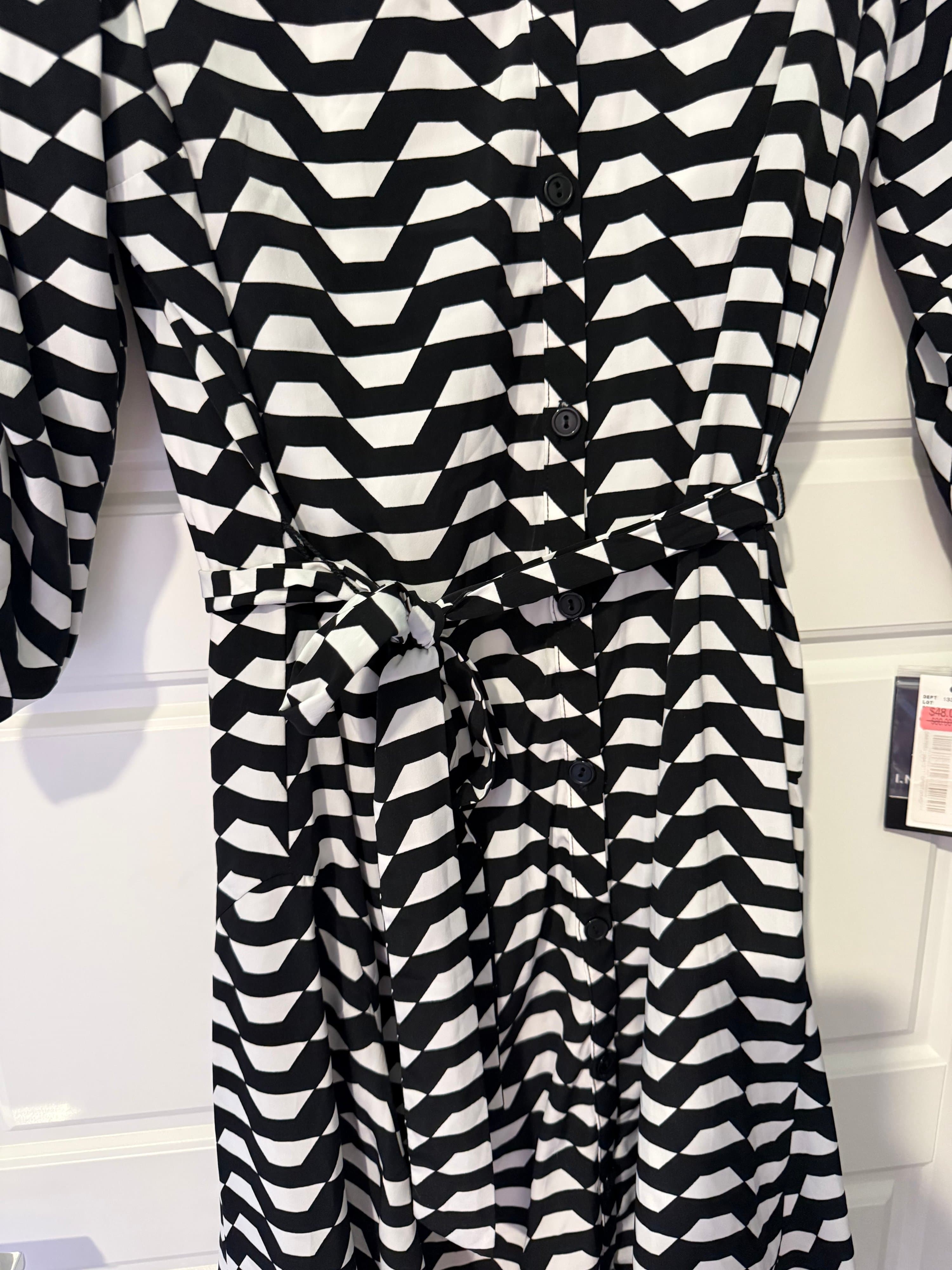 I.N. Studio Black & White Geometric Dress Size 16 - Thumbnail 3