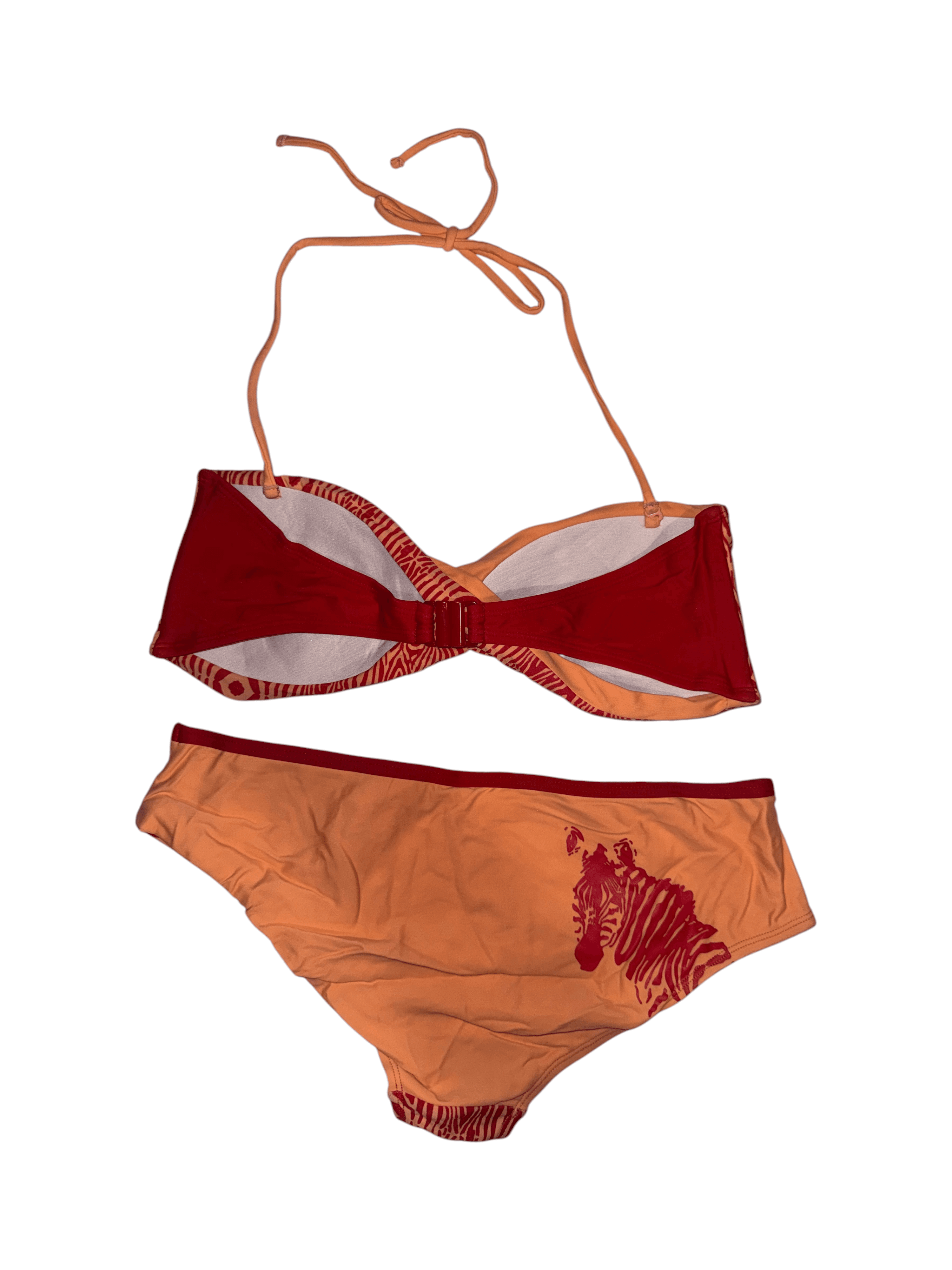 Orange Zebra Print Bikini 3 piece Set Size M - Thumbnail 3