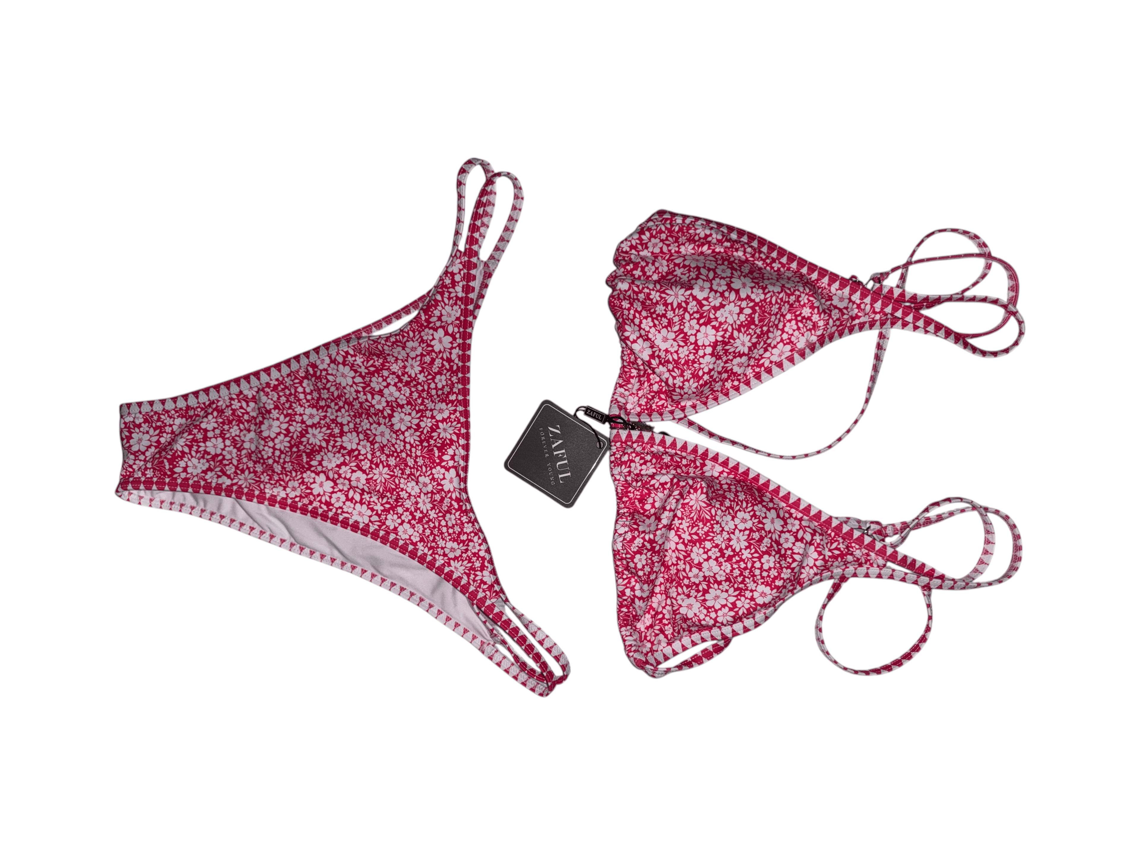 NWT Zaful Red Floral Bikini Size L - Thumbnail 8