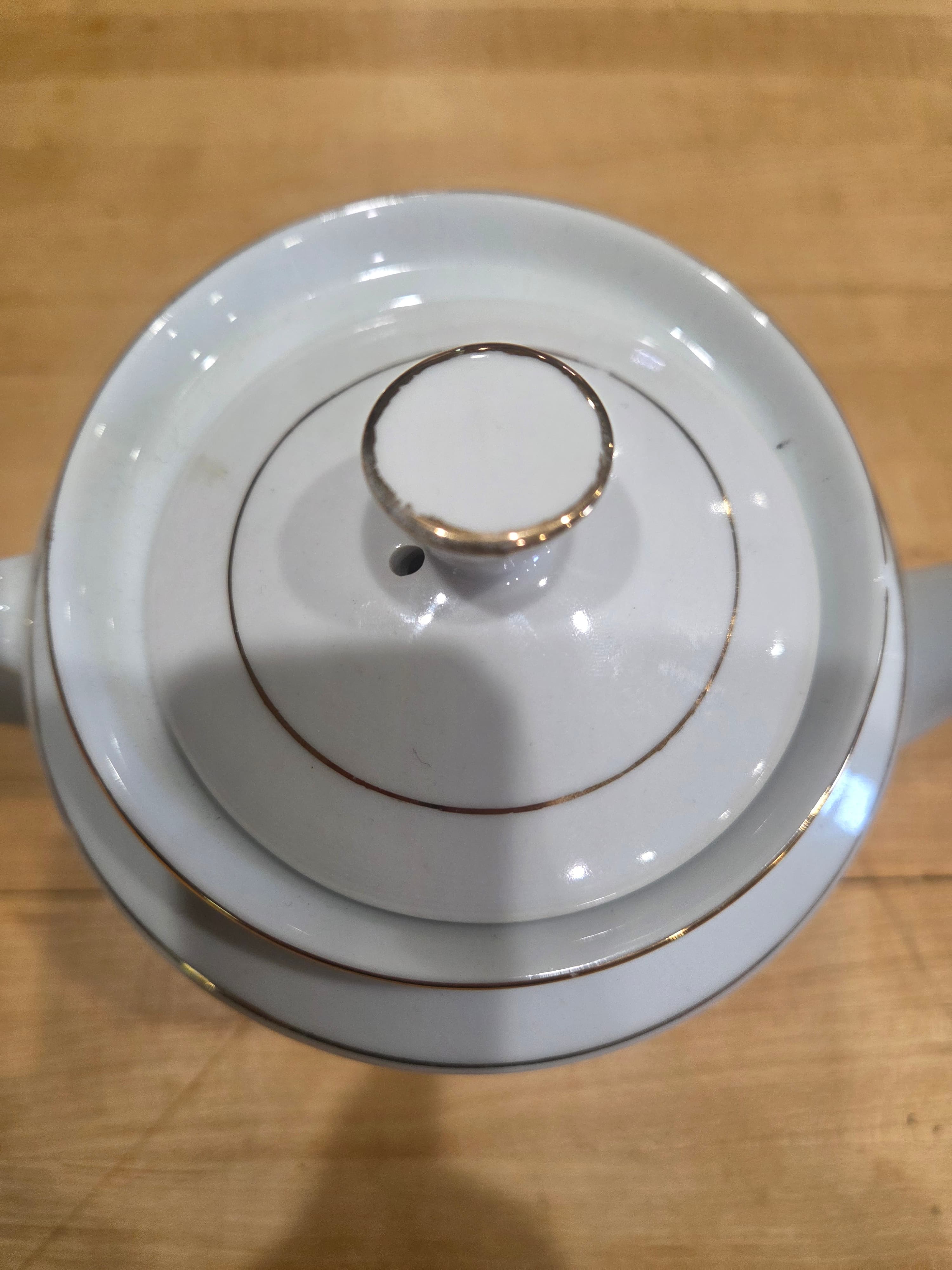 Vintage Guoguang Fine China Geometric Gold Rimmed Teapot with Lid - Thumbnail 7