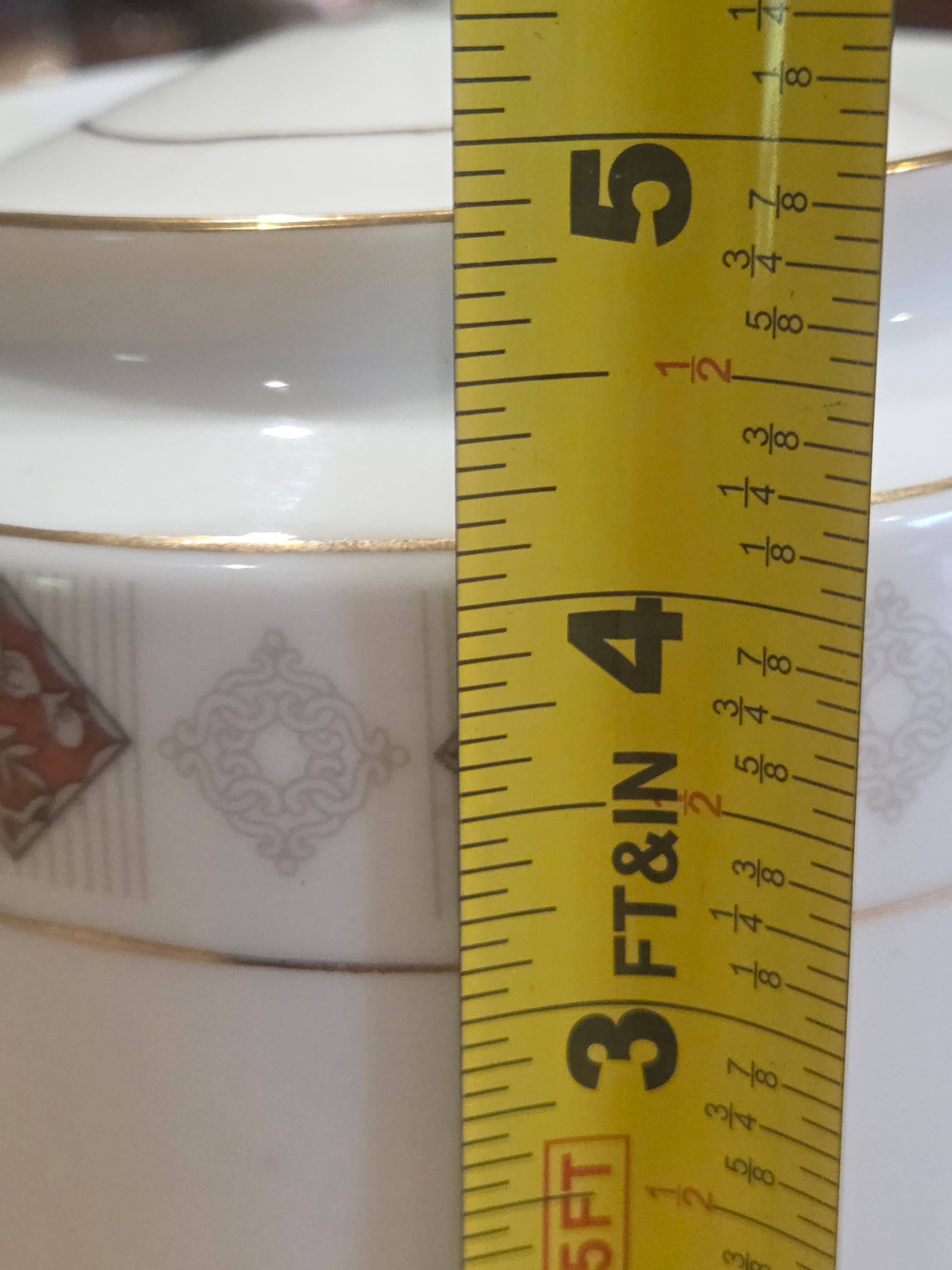Vintage Guoguang Fine China Geometric Gold Rimmed Teapot with Lid - Thumbnail 9