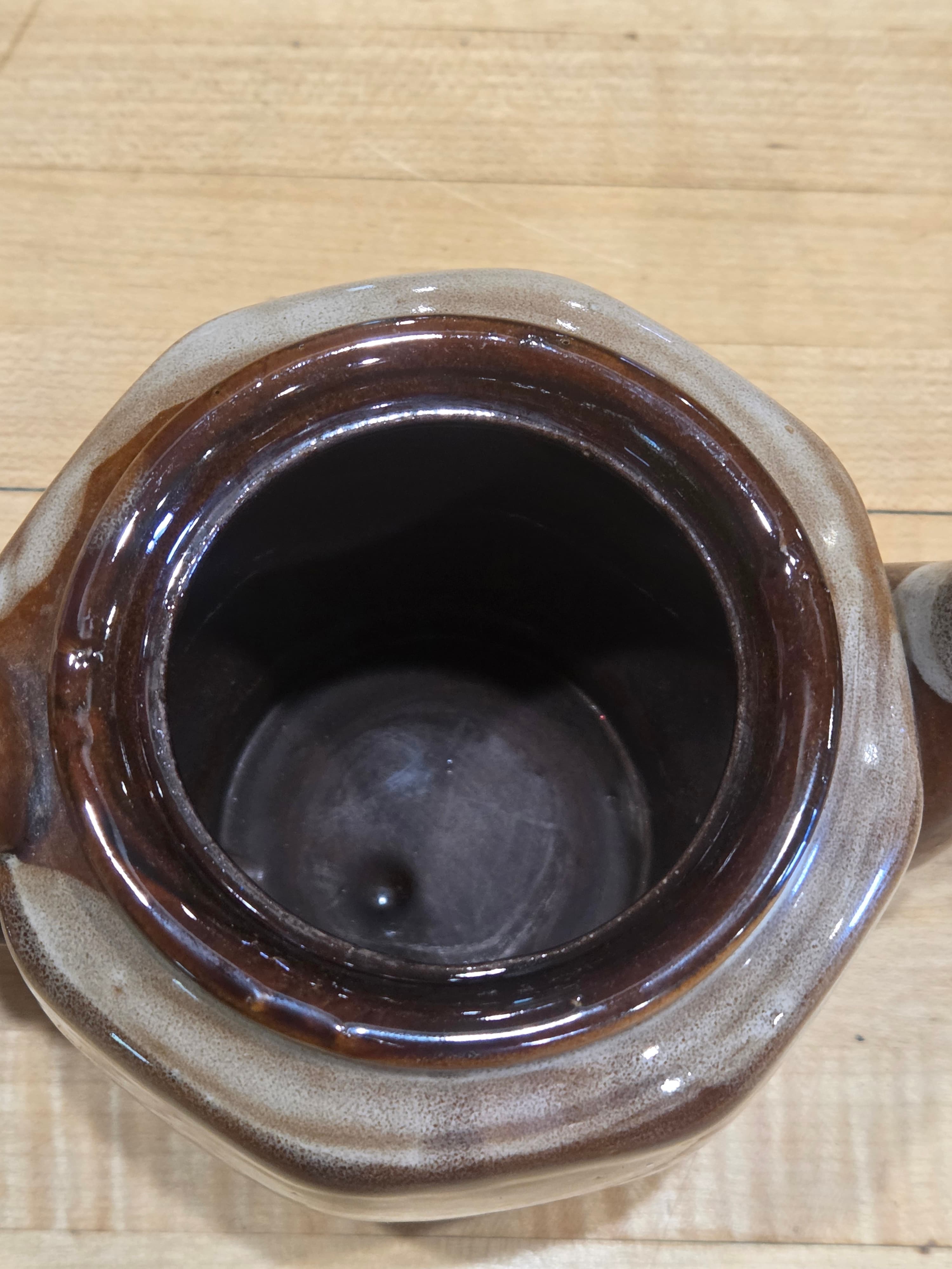 Vintage Brown Hull Drip Glaze Ceramic Personal Teapot with Lid - Thumbnail 7