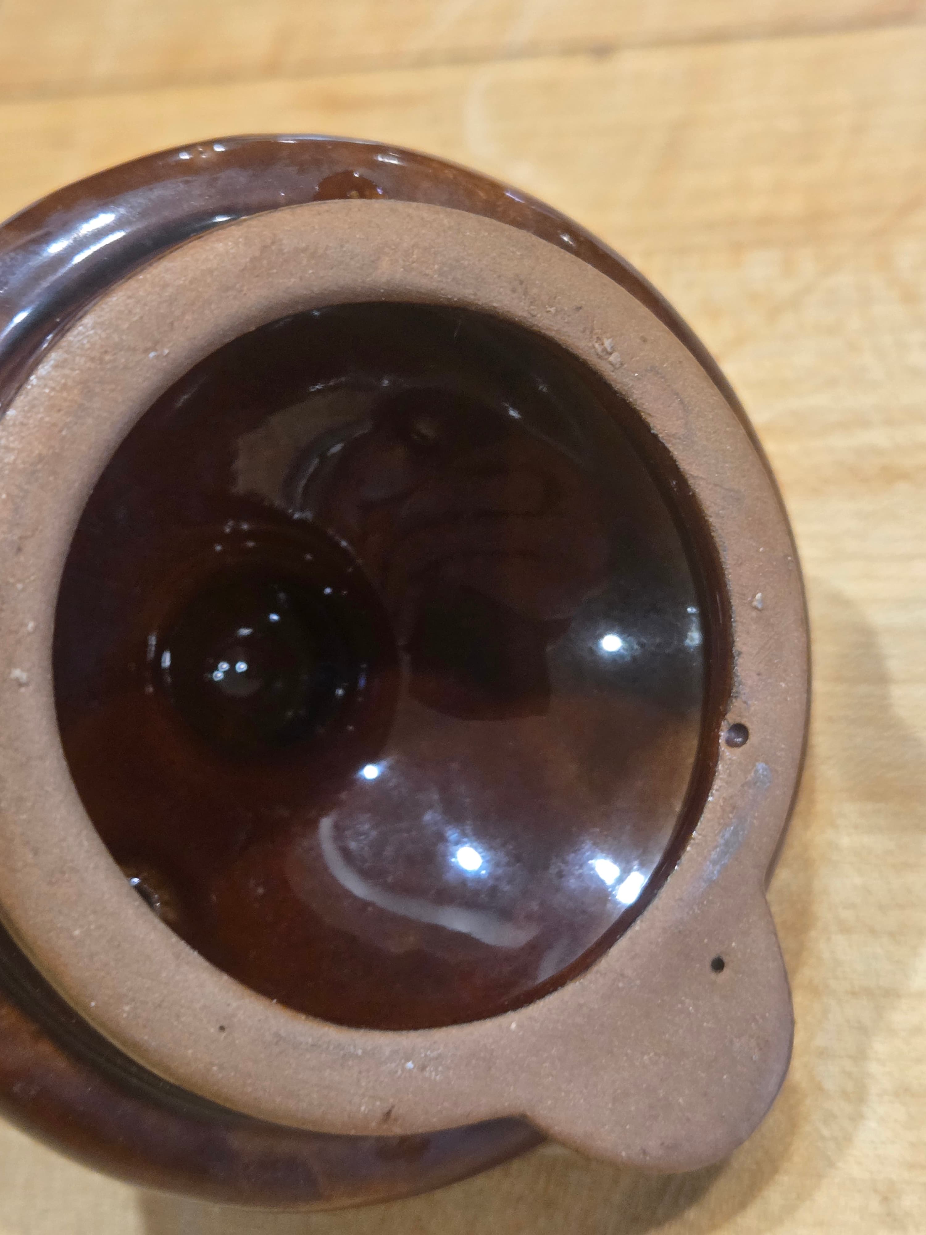 Vintage Brown Hull Drip Glaze Ceramic Personal Teapot with Lid - Thumbnail 8