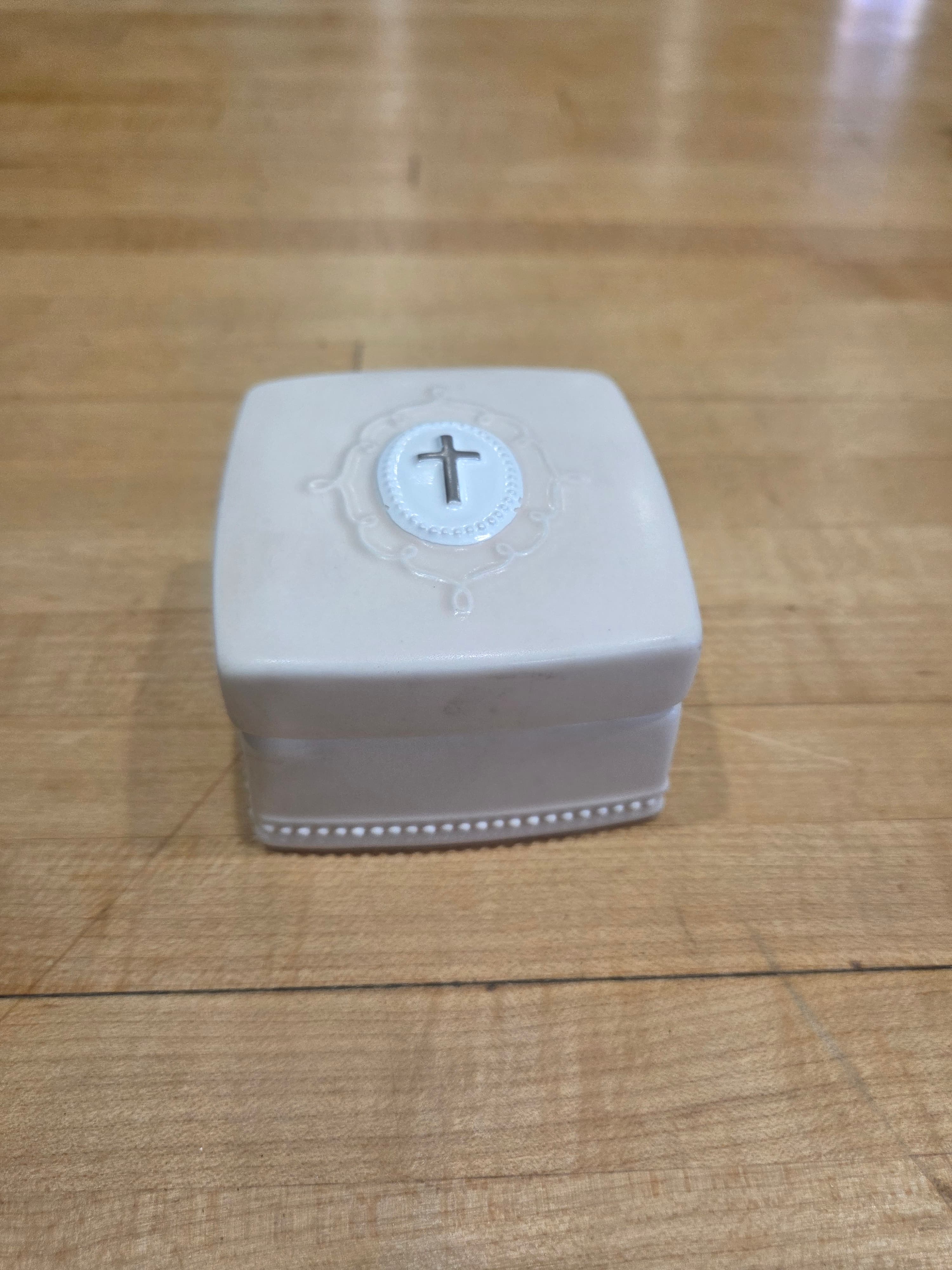 Vintage Hallmark Porcelain Rosary Box Christian Cross Trinket Dish