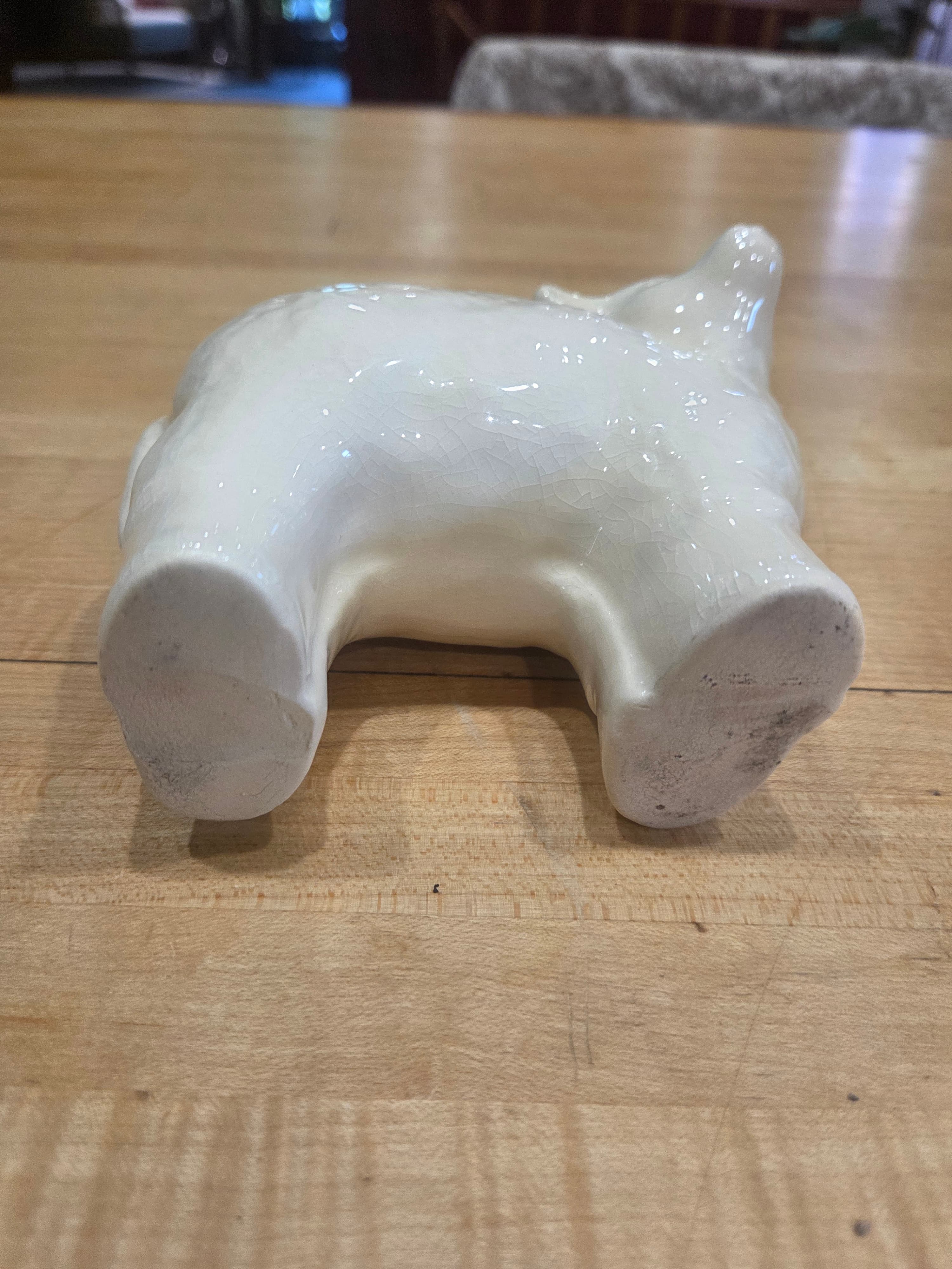 Vintage 1940s Hull Pottery White Lamb Planter USA 965 Nursery Decor - Thumbnail 6
