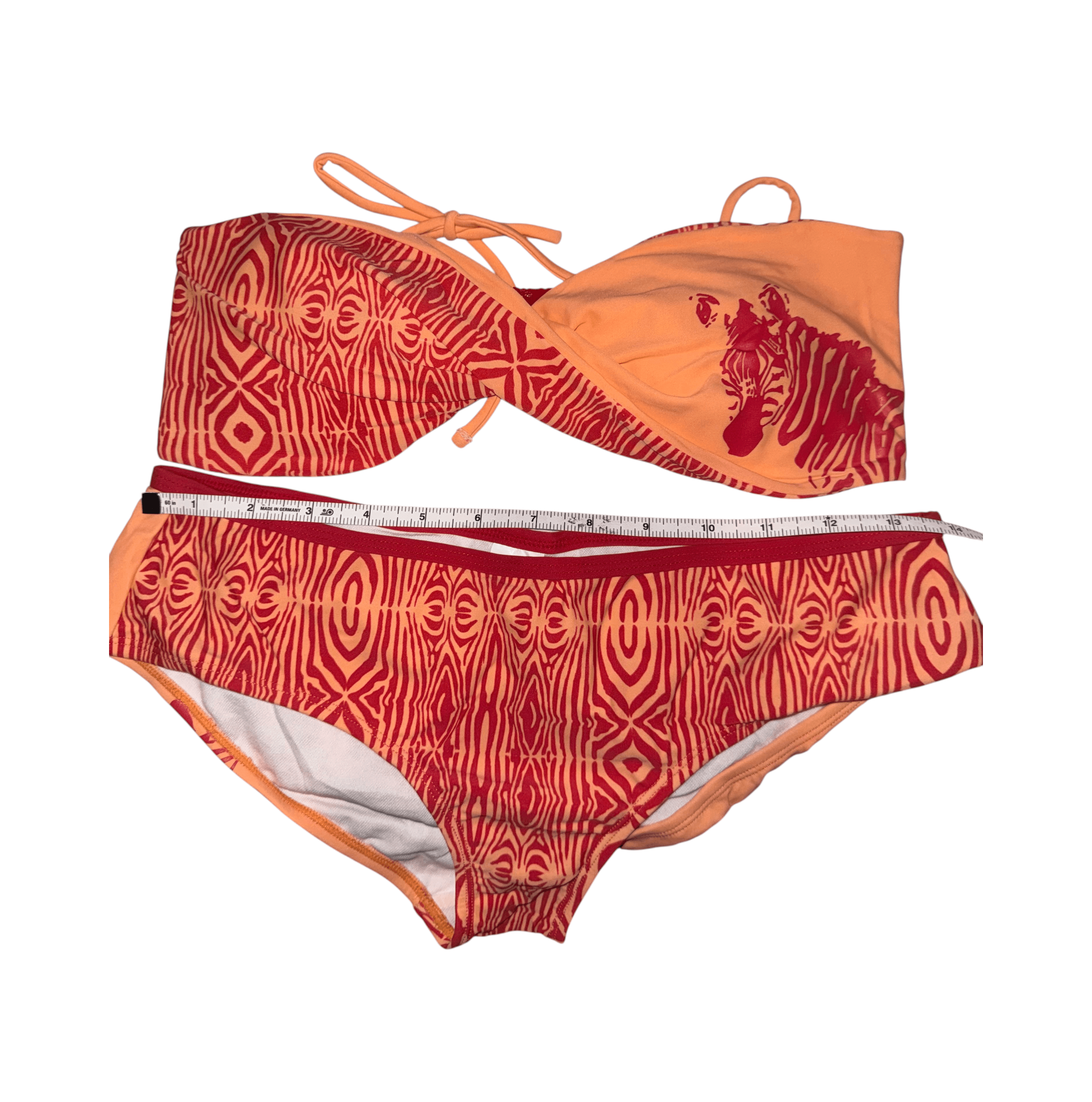 Orange Zebra Print Bikini 3 piece Set Size M - Thumbnail 8