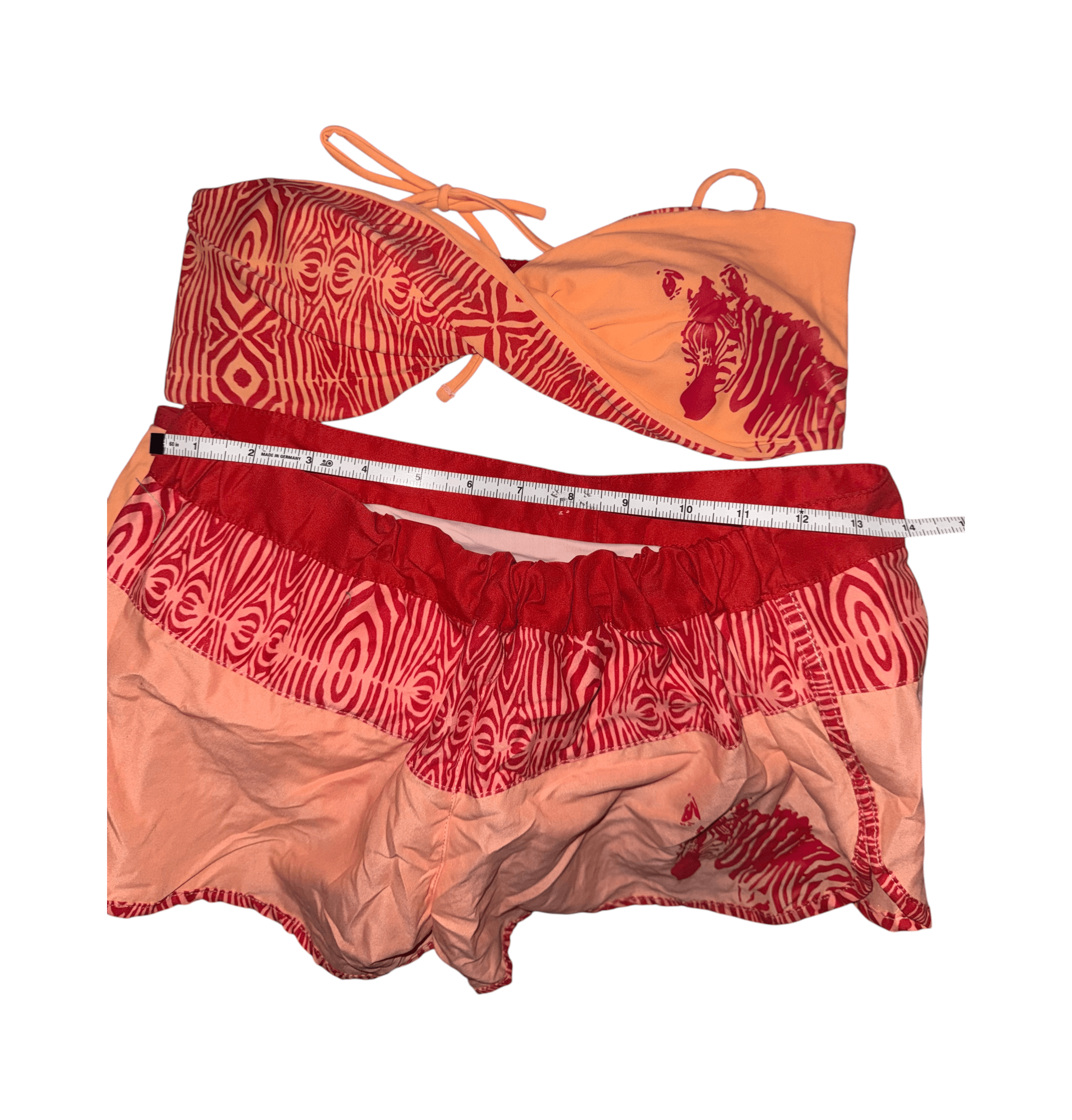Orange Zebra Print Bikini 3 piece Set Size M - Thumbnail 10