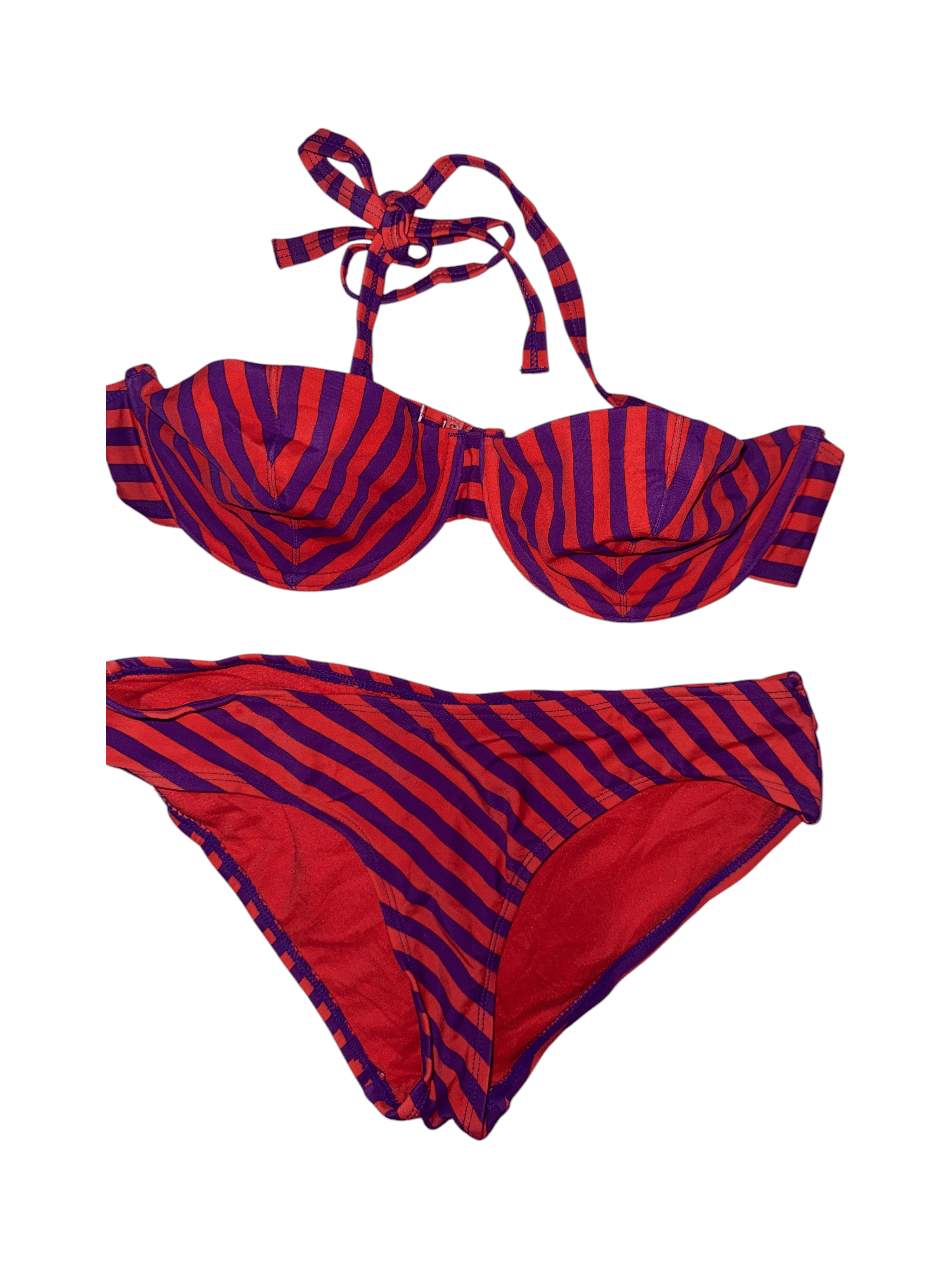 Striped Bikini Set Size 36 Red Purple - Thumbnail 2