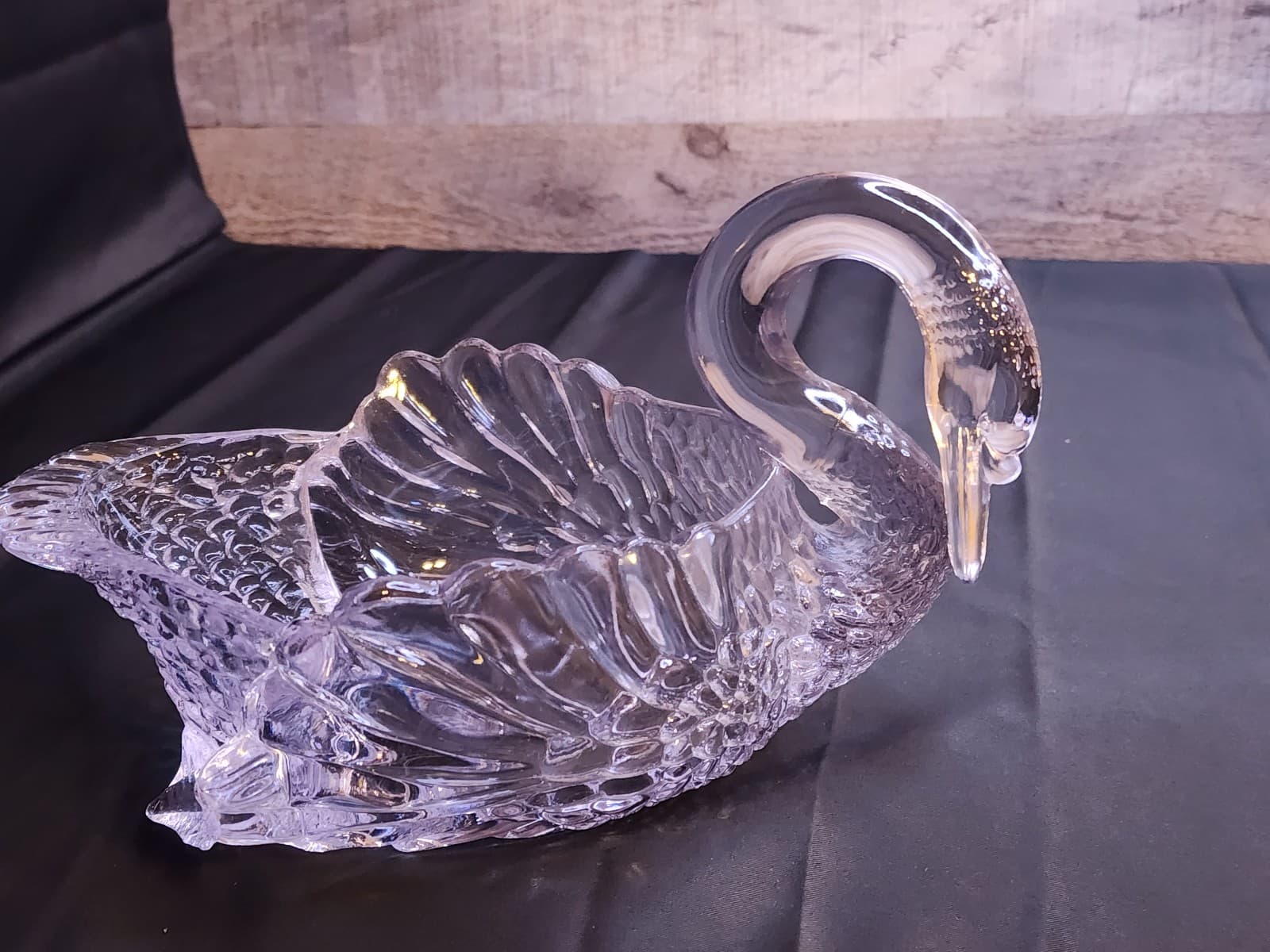 Glass swan figurine lead glass