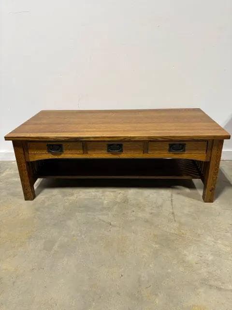 Bentwood Mission Style Coffee Table with 3 Drawers