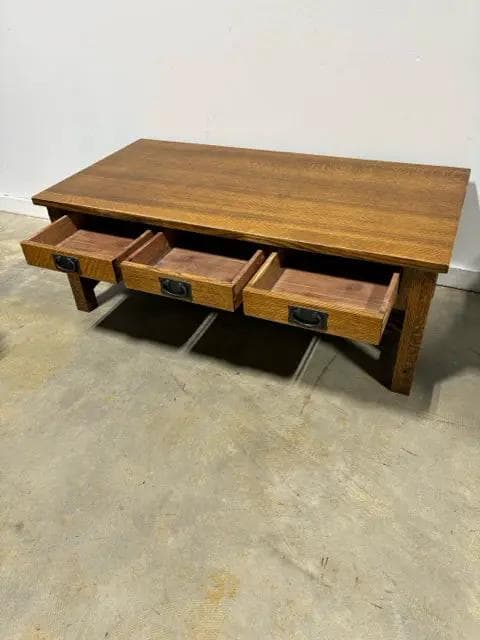 Bentwood Mission Style Coffee Table with 3 Drawers - Thumbnail 4