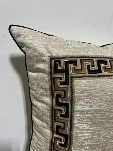 Metallic Cream Pillow with Greek Key Border - Thumbnail 2