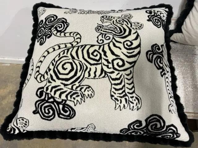 D.V. Kap Black and White Down Filled Akbar Tiger Pillows