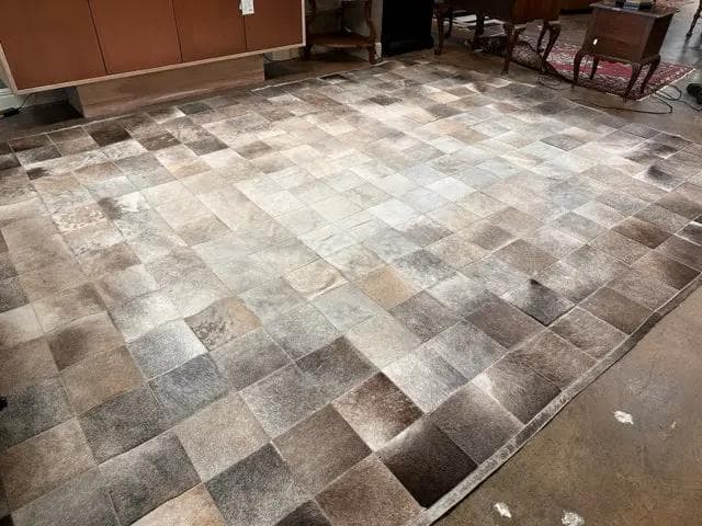 10 X 14 Restoration Hardware Potrero Hide Patchwork Grey Rug